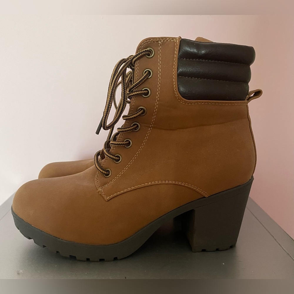 Brown Lace-Up Ankle Boots